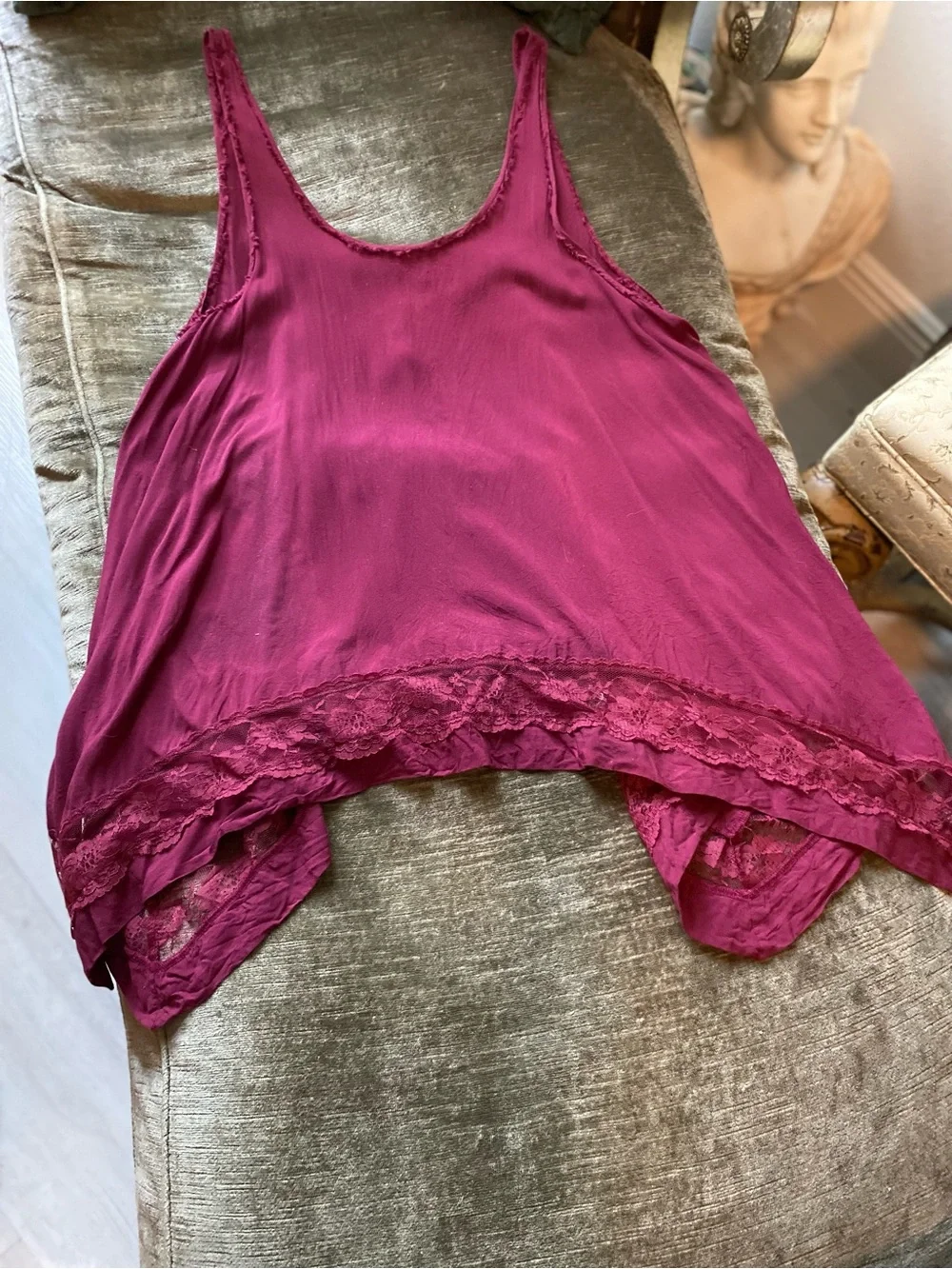Free People Lace-Hem Sleeveless Tank - Magenta